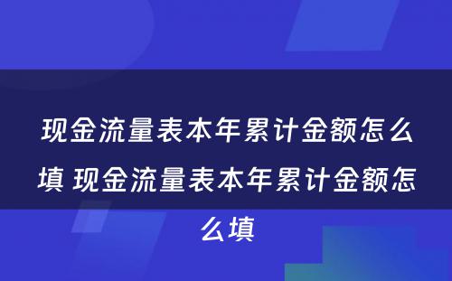 现金流量表本年累计金额怎么填 现金流量表本年累计金额怎么填