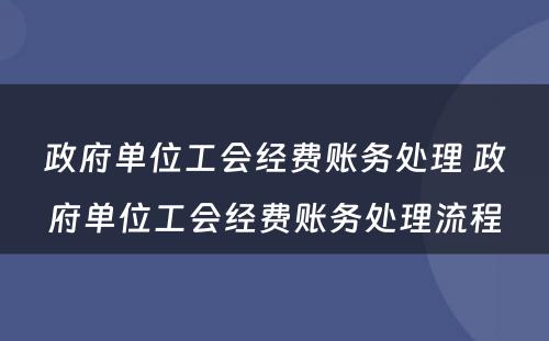 政府单位工会经费账务处理 政府单位工会经费账务处理流程