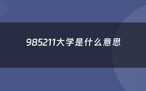 985211大学是什么意思