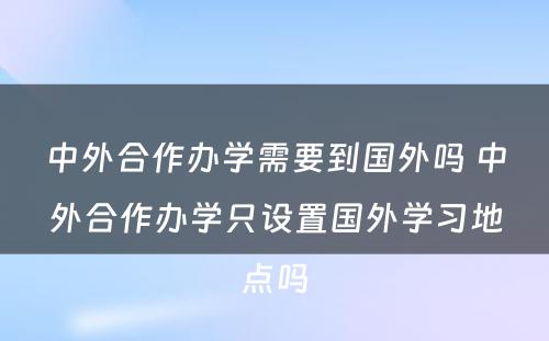 中外合作办学需要到国外吗 中外合作办学只设置国外学习地点吗