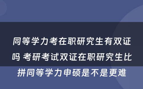 同等学力考在职研究生有双证吗 考研考试双证在职研究生比拼同等学力申硕是不是更难