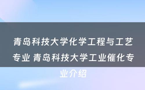 青岛科技大学化学工程与工艺专业 青岛科技大学工业催化专业介绍