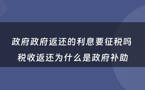 政府政府返还的利息要征税吗 税收返还为什么是政府补助