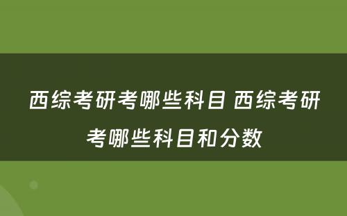 西综考研考哪些科目 西综考研考哪些科目和分数