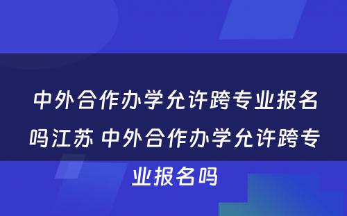 中外合作办学允许跨专业报名吗江苏 中外合作办学允许跨专业报名吗