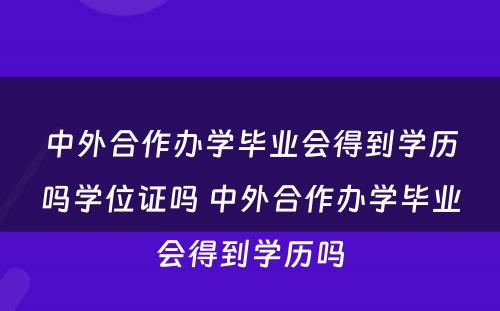 中外合作办学毕业会得到学历吗学位证吗 中外合作办学毕业会得到学历吗