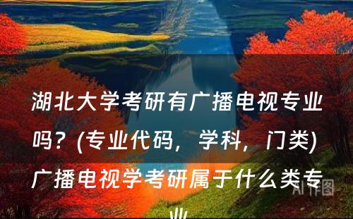 湖北大学考研有广播电视专业吗？(专业代码，学科，门类) 广播电视学考研属于什么类专业