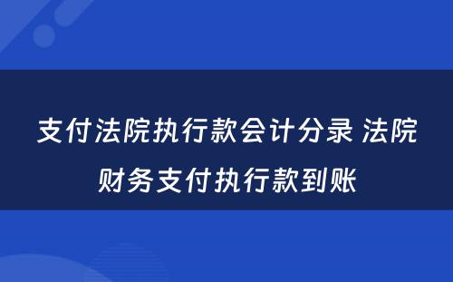 支付法院执行款会计分录 法院财务支付执行款到账