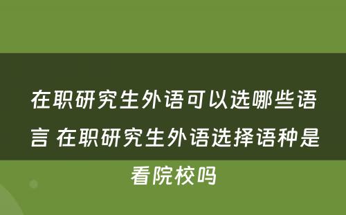 在职研究生外语可以选哪些语言 在职研究生外语选择语种是看院校吗