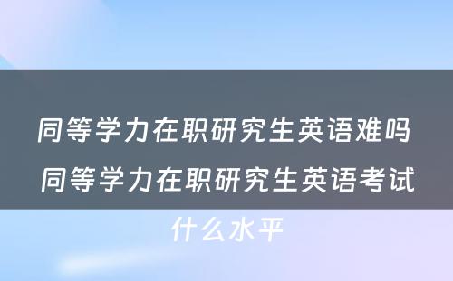 同等学力在职研究生英语难吗 同等学力在职研究生英语考试什么水平