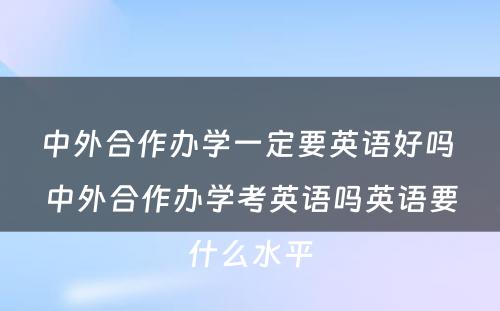 中外合作办学一定要英语好吗 中外合作办学考英语吗英语要什么水平