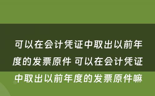 可以在会计凭证中取出以前年度的发票原件 可以在会计凭证中取出以前年度的发票原件嘛