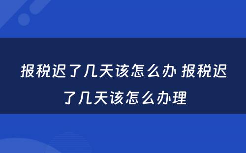 报税迟了几天该怎么办 报税迟了几天该怎么办理