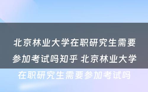 北京林业大学在职研究生需要参加考试吗知乎 北京林业大学在职研究生需要参加考试吗