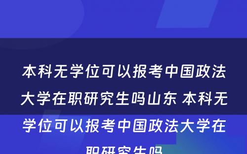 本科无学位可以报考中国政法大学在职研究生吗山东 本科无学位可以报考中国政法大学在职研究生吗