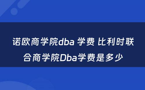 诺欧商学院dba 学费 比利时联合商学院Dba学费是多少