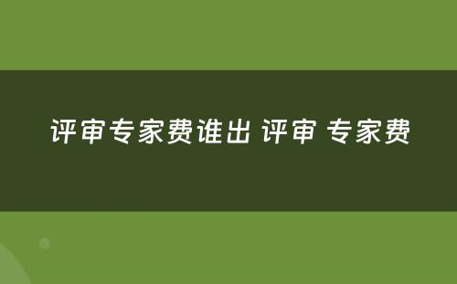 评审专家费谁出 评审 专家费