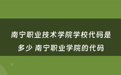 南宁职业技术学院学校代码是多少 南宁职业学院的代码