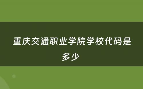 重庆交通职业学院学校代码是多少 