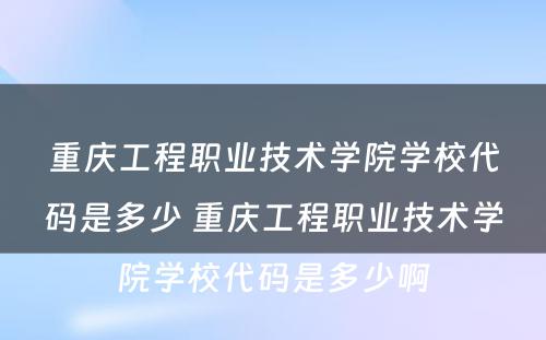 重庆工程职业技术学院学校代码是多少 重庆工程职业技术学院学校代码是多少啊