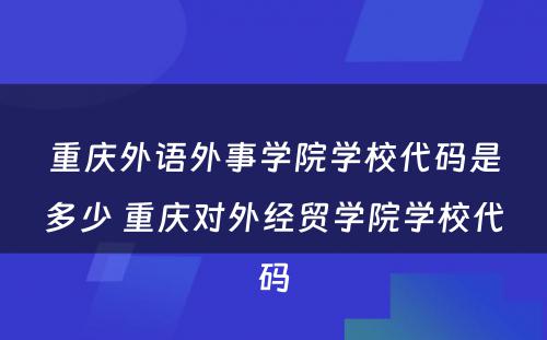 重庆外语外事学院学校代码是多少 重庆对外经贸学院学校代码