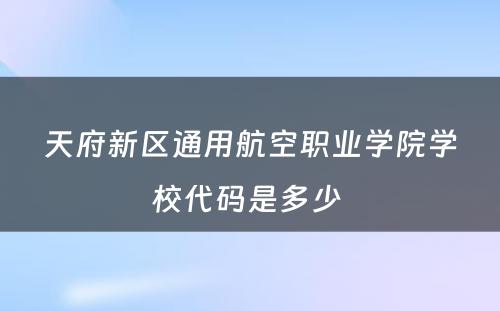 天府新区通用航空职业学院学校代码是多少 