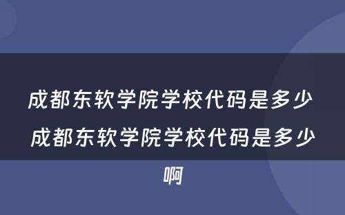 成都东软学院学校代码是多少 成都东软学院学校代码是多少啊