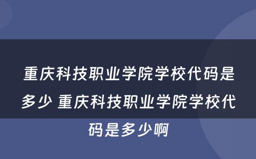 重庆科技职业学院学校代码是多少 重庆科技职业学院学校代码是多少啊