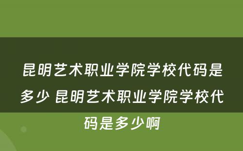 昆明艺术职业学院学校代码是多少 昆明艺术职业学院学校代码是多少啊