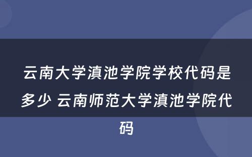 云南大学滇池学院学校代码是多少 云南师范大学滇池学院代码