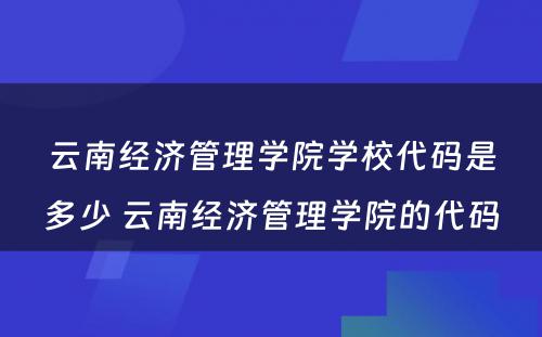 云南经济管理学院学校代码是多少 云南经济管理学院的代码