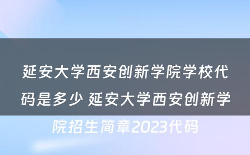 延安大学西安创新学院学校代码是多少 延安大学西安创新学院招生简章2023代码