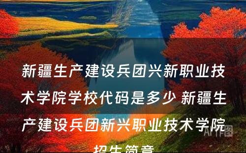 新疆生产建设兵团兴新职业技术学院学校代码是多少 新疆生产建设兵团新兴职业技术学院招生简章