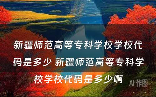 新疆师范高等专科学校学校代码是多少 新疆师范高等专科学校学校代码是多少啊