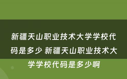 新疆天山职业技术大学学校代码是多少 新疆天山职业技术大学学校代码是多少啊