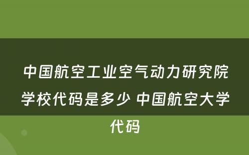 中国航空工业空气动力研究院学校代码是多少 中国航空大学代码