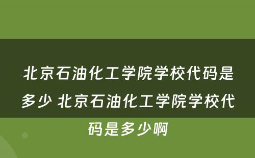北京石油化工学院学校代码是多少 北京石油化工学院学校代码是多少啊