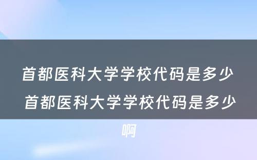 首都医科大学学校代码是多少 首都医科大学学校代码是多少啊