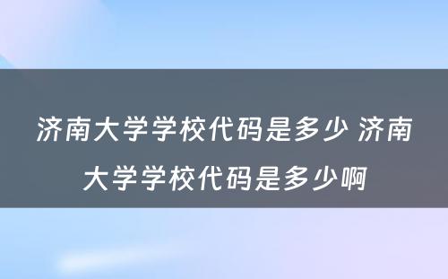 济南大学学校代码是多少 济南大学学校代码是多少啊