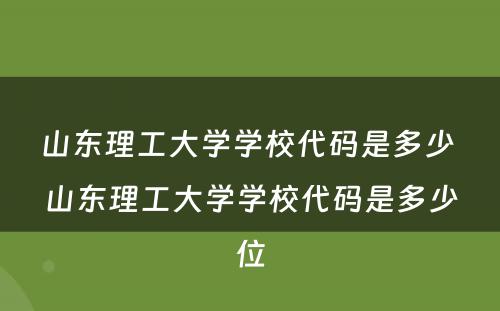 山东理工大学学校代码是多少 山东理工大学学校代码是多少位