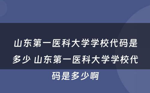 山东第一医科大学学校代码是多少 山东第一医科大学学校代码是多少啊