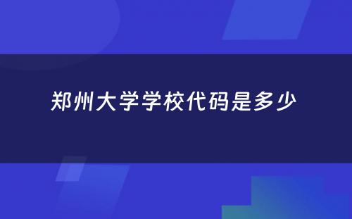 郑州大学学校代码是多少 