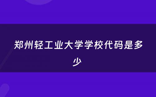 郑州轻工业大学学校代码是多少 