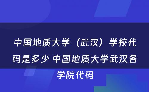 中国地质大学（武汉）学校代码是多少 中国地质大学武汉各学院代码