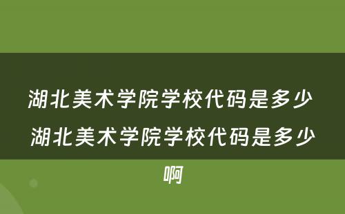 湖北美术学院学校代码是多少 湖北美术学院学校代码是多少啊