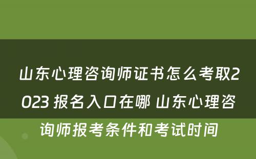 山东心理咨询师证书怎么考取2023 报名入口在哪 山东心理咨询师报考条件和考试时间