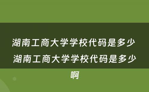 湖南工商大学学校代码是多少 湖南工商大学学校代码是多少啊