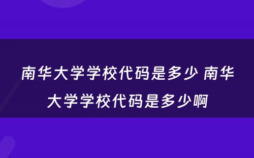 南华大学学校代码是多少 南华大学学校代码是多少啊