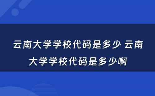 云南大学学校代码是多少 云南大学学校代码是多少啊