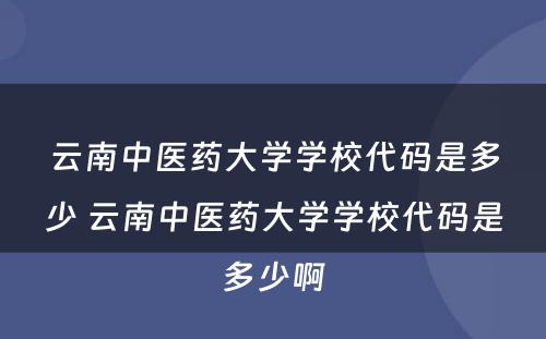云南中医药大学学校代码是多少 云南中医药大学学校代码是多少啊